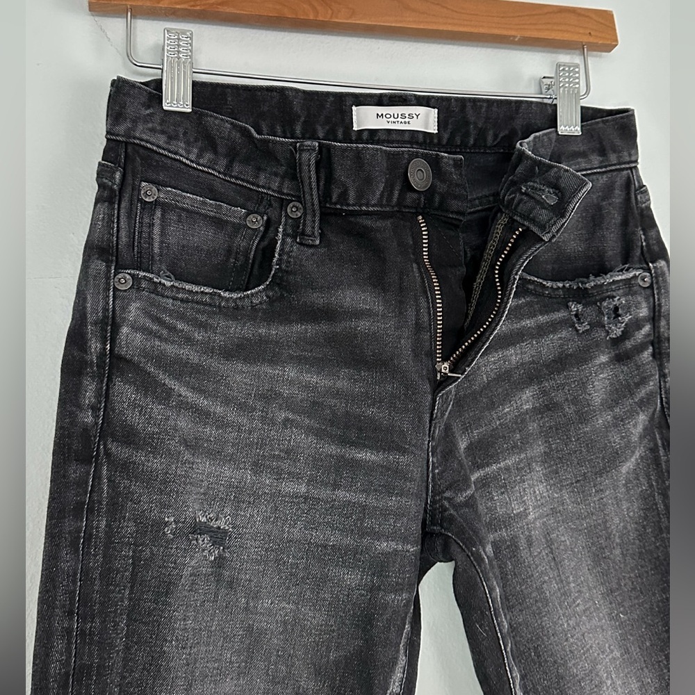 Moussy Vintage Black Distressed Howa Japanese Skinny Ankle Jeans (24 or 2) - Picture 4 of 7